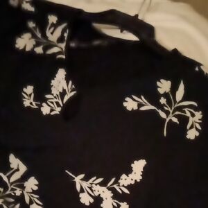 Floral Black and White Blouse